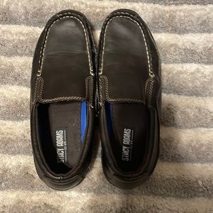 Stacy Adams brown loafers.